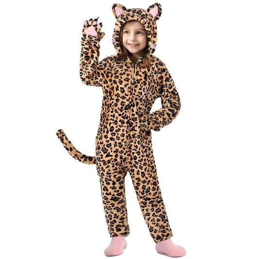 Giftinbox leopard costume for kids with a cozy hooded onesie.