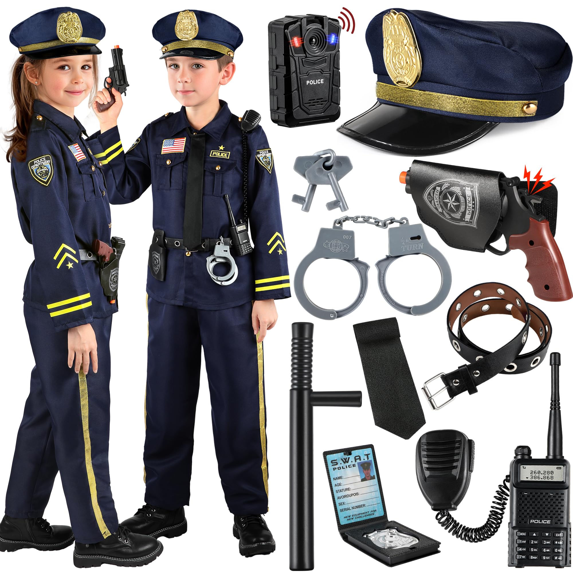 Giftinbox kids police costume set with shirt and pants for imaginative role play.
