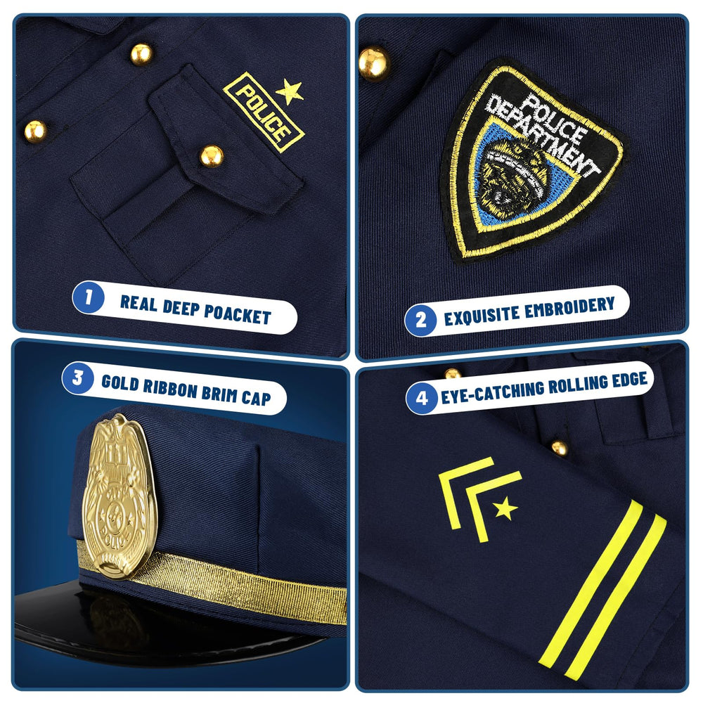 Giftinbox uniform details with embroidery and gold buttons for a polished look.