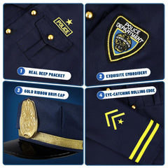 Giftinbox uniform details with embroidery and gold buttons for a polished look.