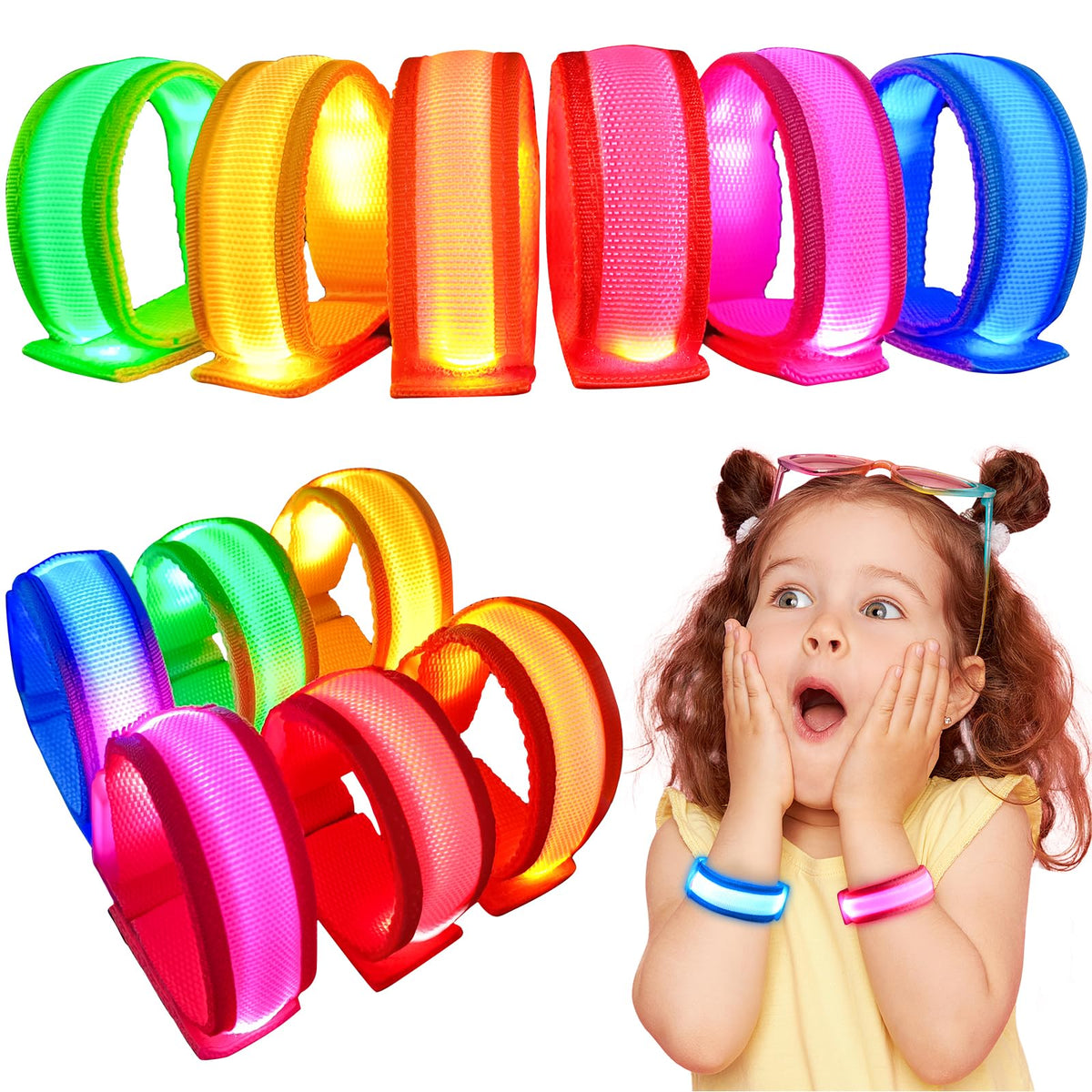 Giftinbox six-color LED bracelets pack for vibrant glow at parties