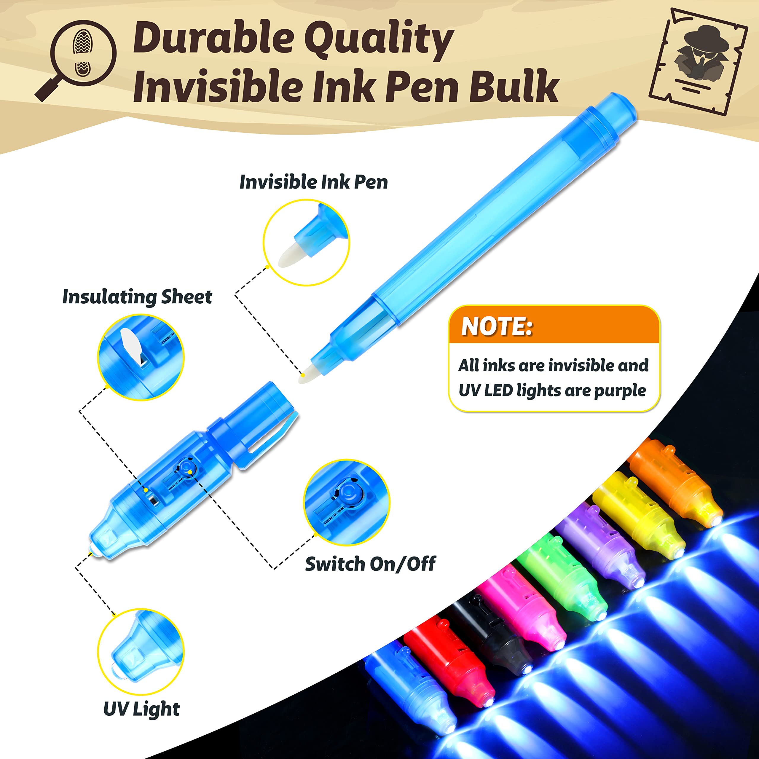 Giftinbox UV light spy pen reveals hidden messages during play