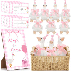 Giftlyze One Silly Goose plush geese ready for pink party decor