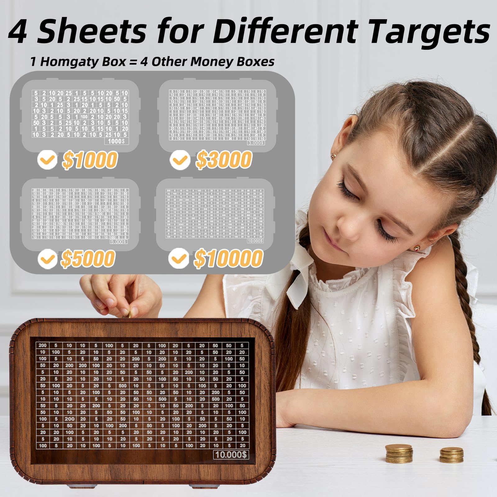 Giftota piggy bank includes dry erase pen for labeling targets