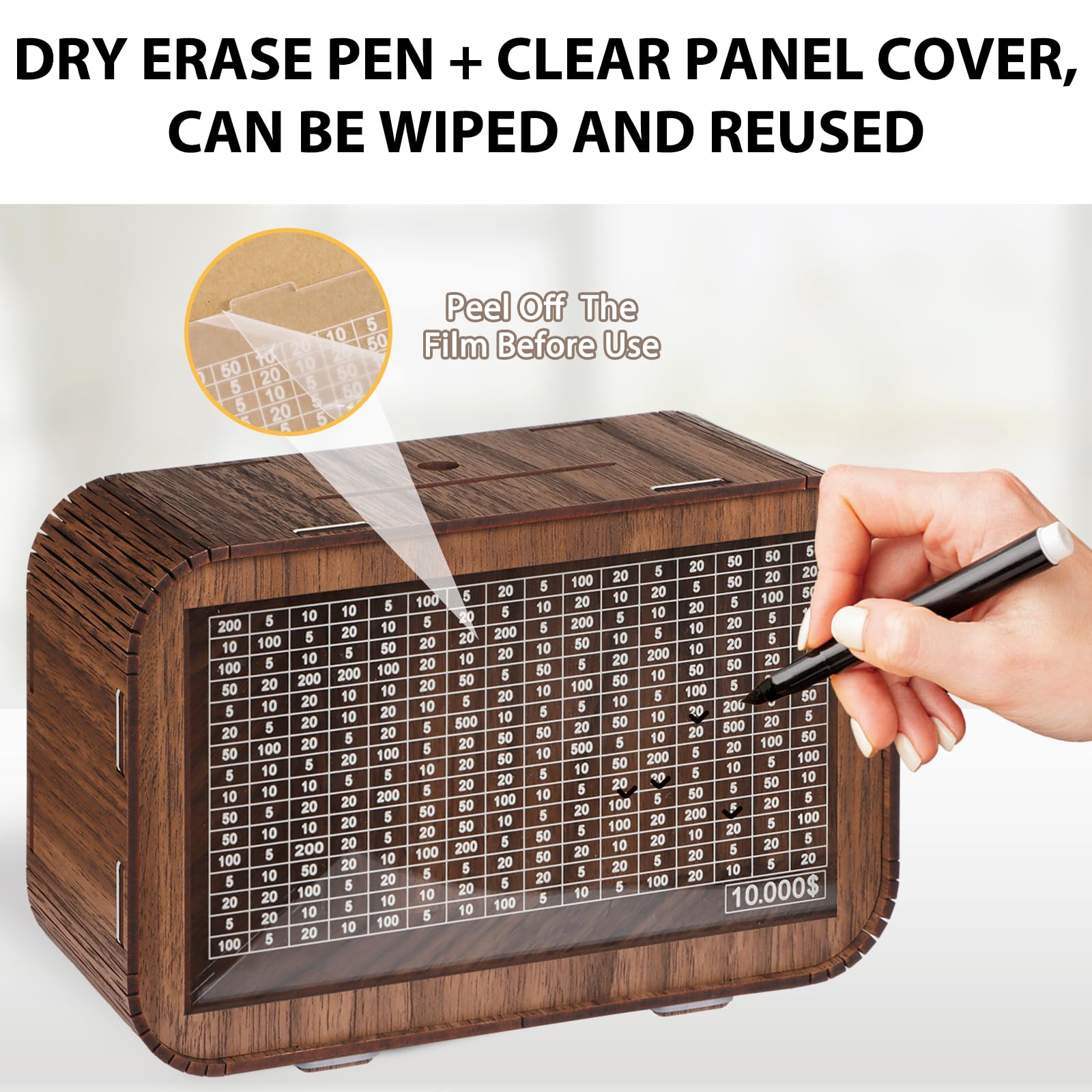 Giftota money box features acrylic panel to display savings growth