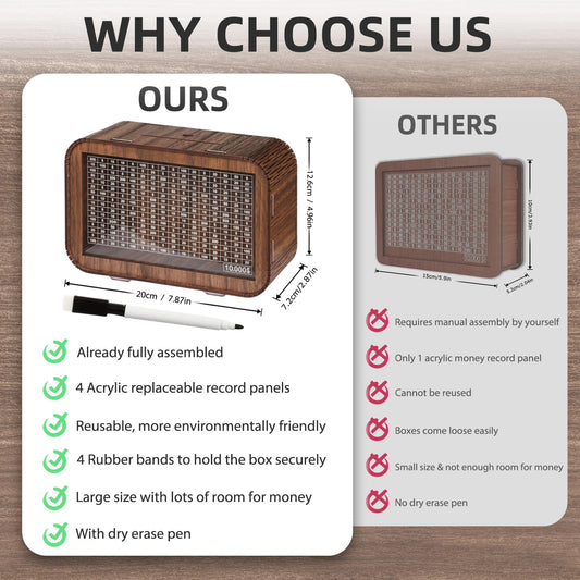 Giftota wooden money box counting boards show progress toward saving goals