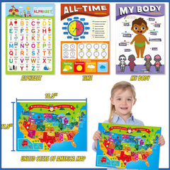Gifts2U educational posters stimulate literacy and time-telling with vibrant visuals.