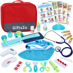 Gifts2U Kids First-Aid Kit toy stethoscope enhances imaginative doctor play and care.