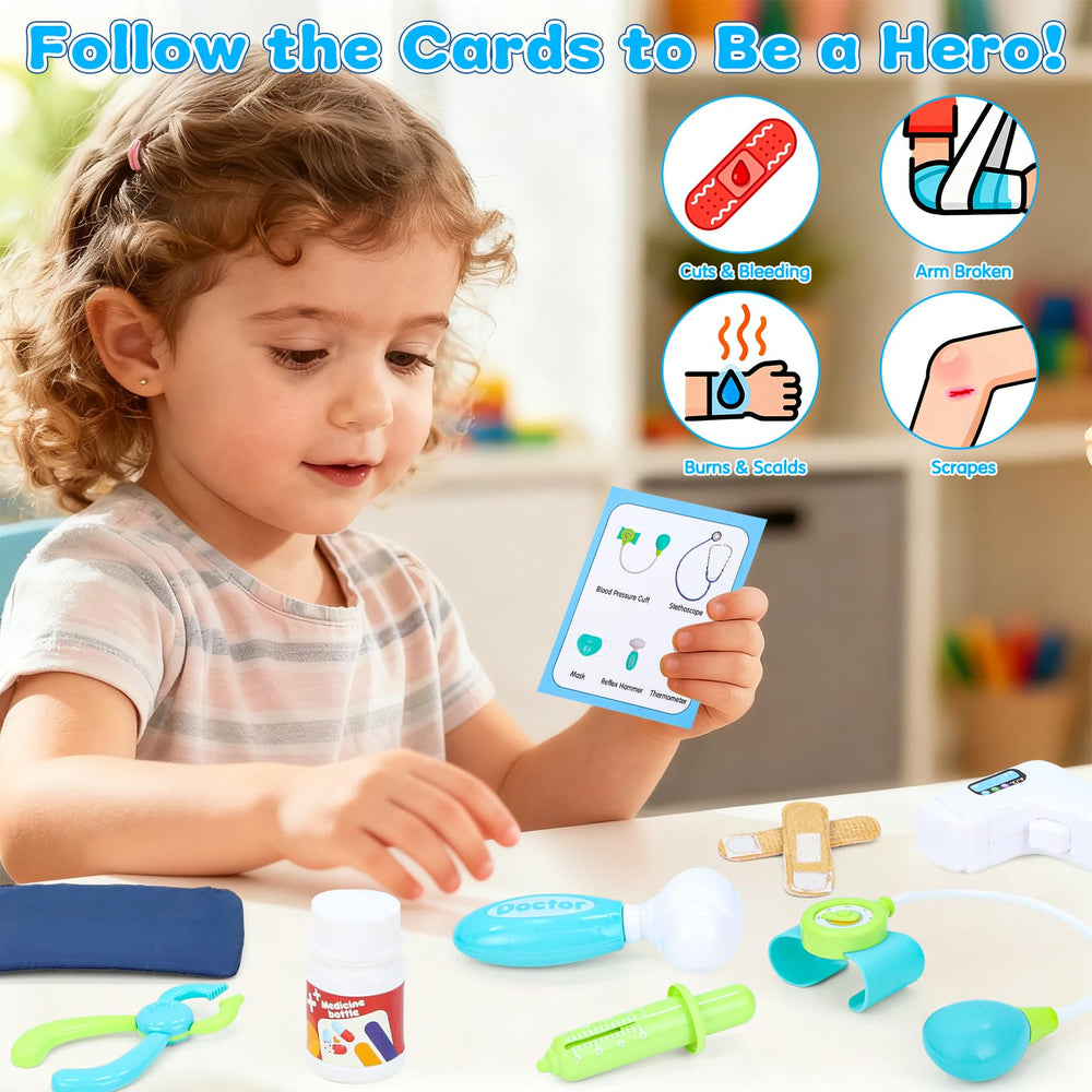 Gifts2U Kids First-Aid Kit toy thermometer supports realistic diagnosis play.