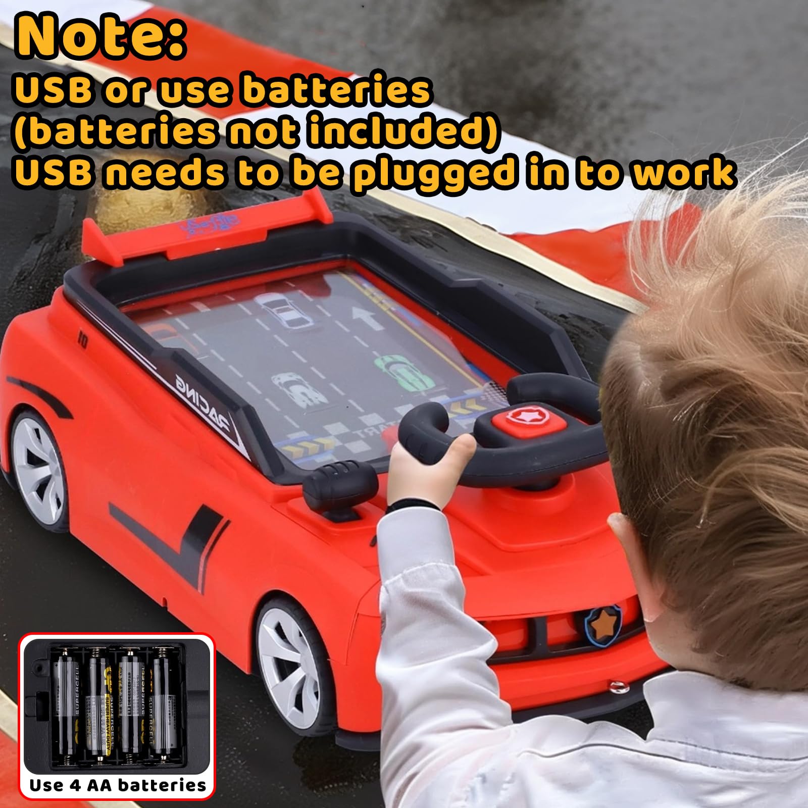 Gifts2U vivid graphics and sound enhance racing play for kids.