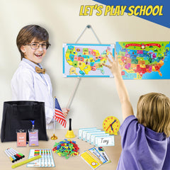 Gifts2U magnetic USA map enhances geography play with state magnets.