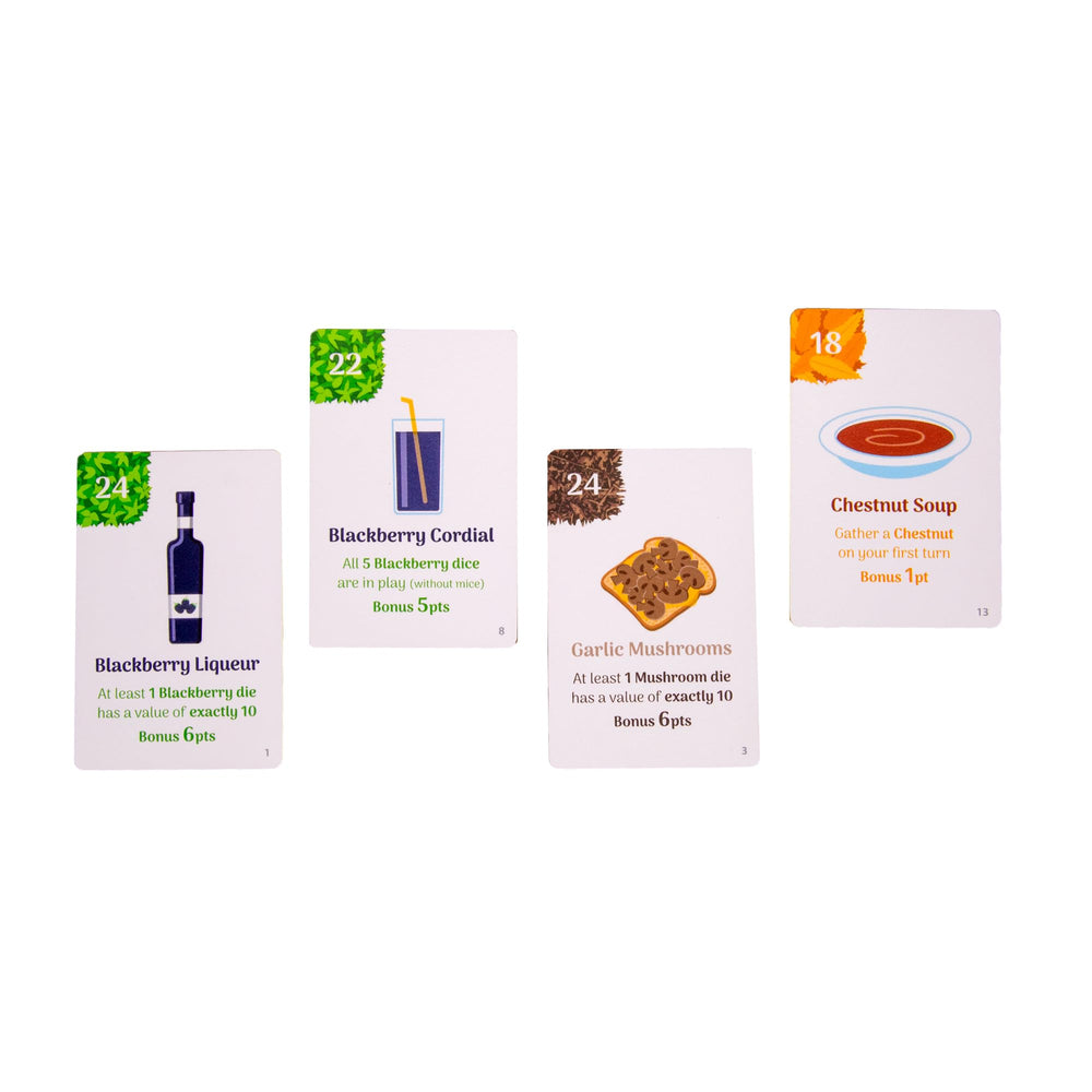 Giga Mech Games Forage recipe-back cards offer flexible challenges.