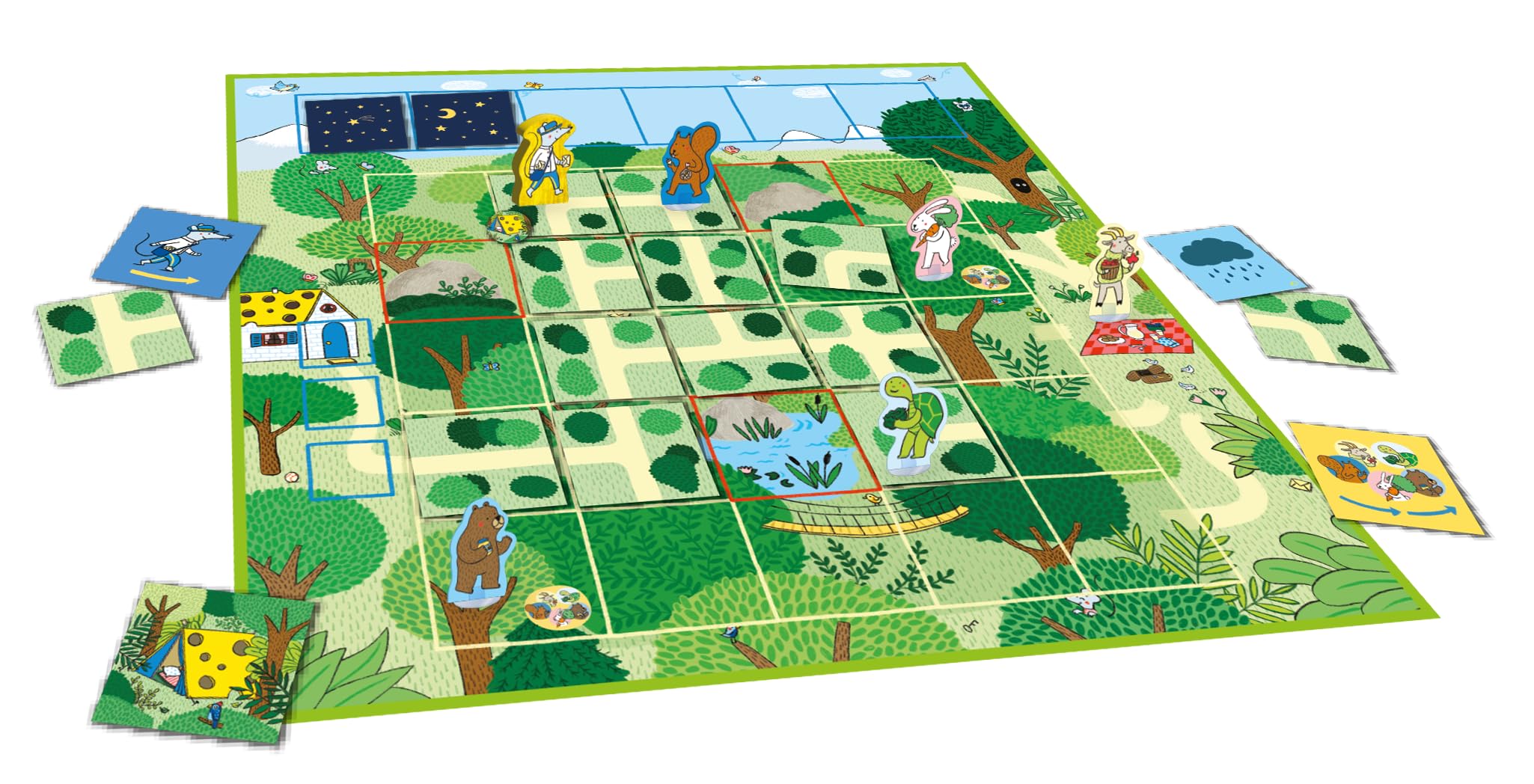 GIGAMIC Mr. Postmouse’s Picnic wooden pawns add tactile engagement for kids.