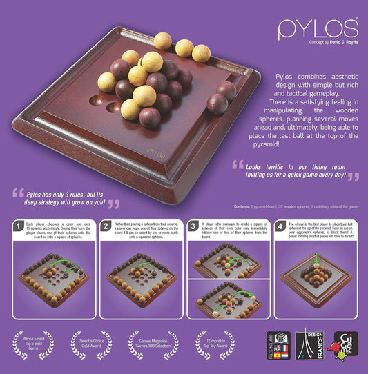 Gigamic Pylos 9x9 board shown for pyramid building.