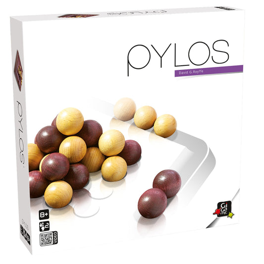 Gigamic Pylos wooden balls ready for a two-player strategy duel.