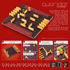 GIGAMIC Quoridor wooden pieces closeup highlighting natural finish
