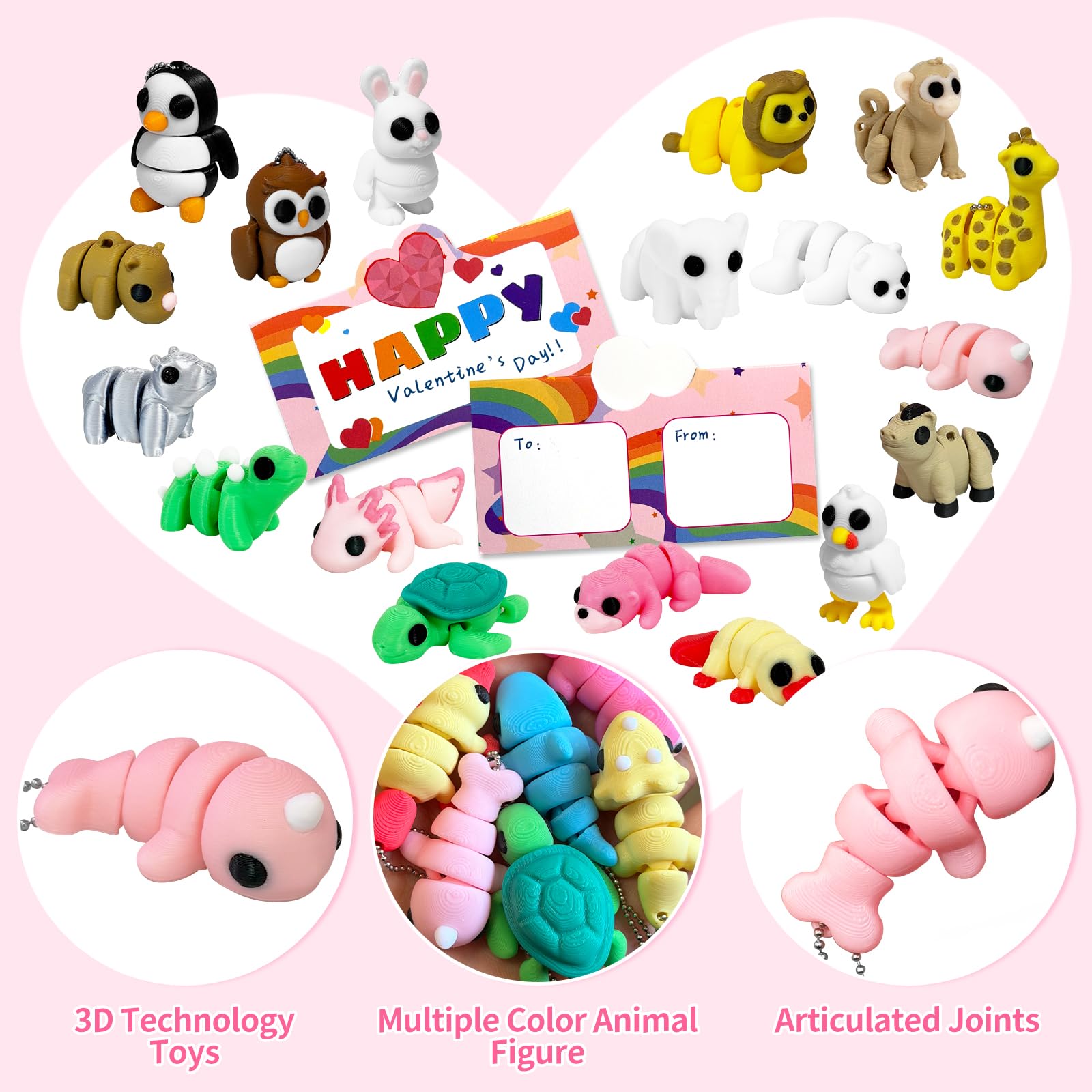 Giggiftrio mini valentines cards paired with animals for easy classroom exchanges.