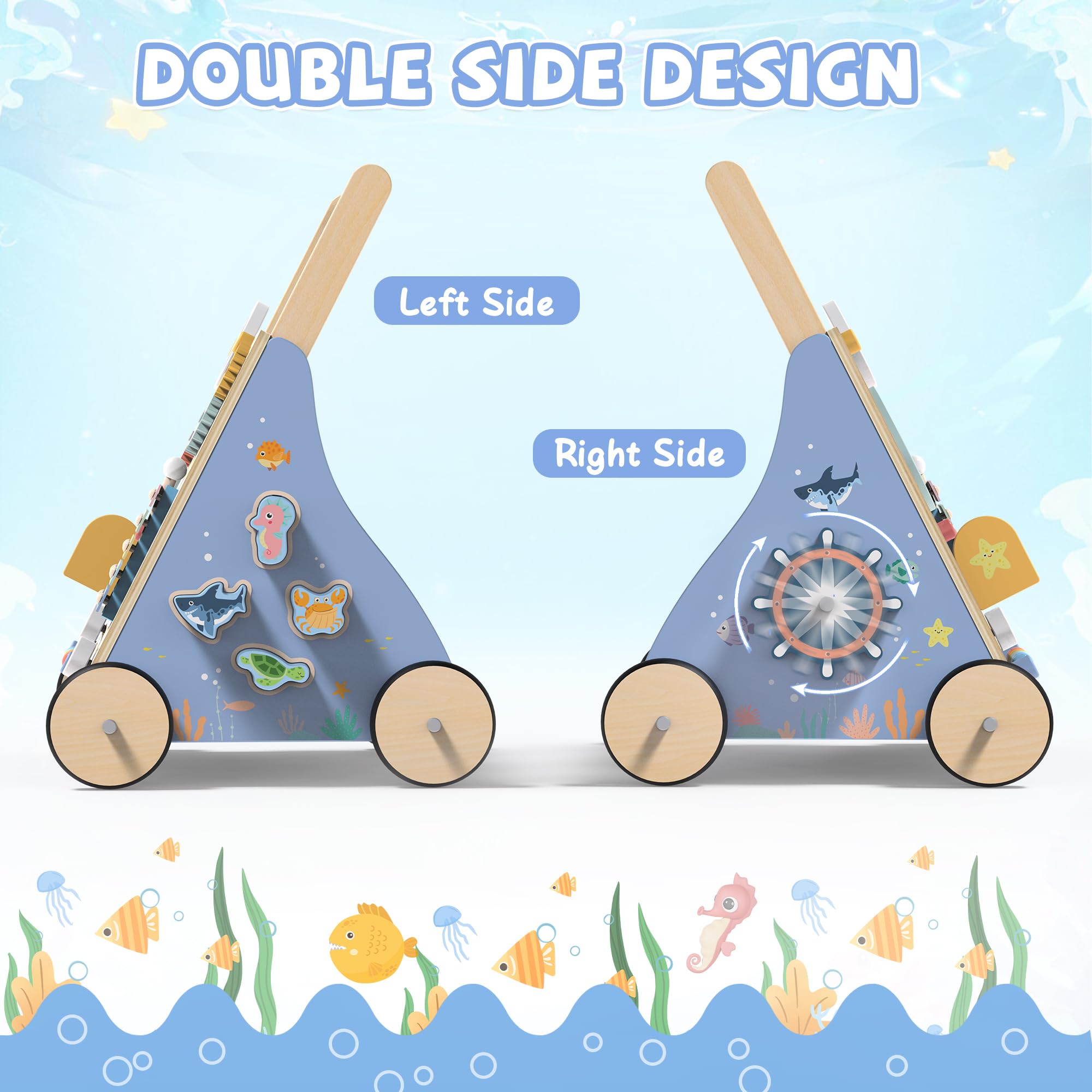 GiggleGems Ocean Walker wide base provides sturdy support for confident first steps.