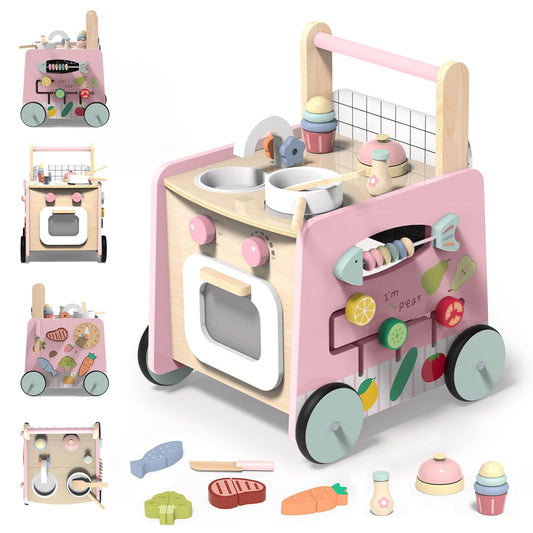 GiggleGems wooden walker 4-in-1 with push handle supports first steps