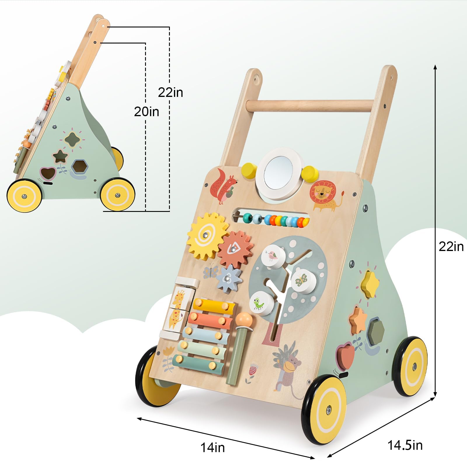 GiggleGems walker with height-adjustable handle grows with your child