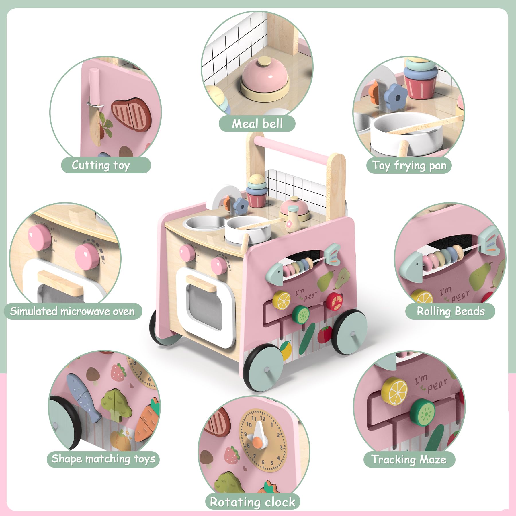 GiggleGems montessori toy with shape sorter and clock