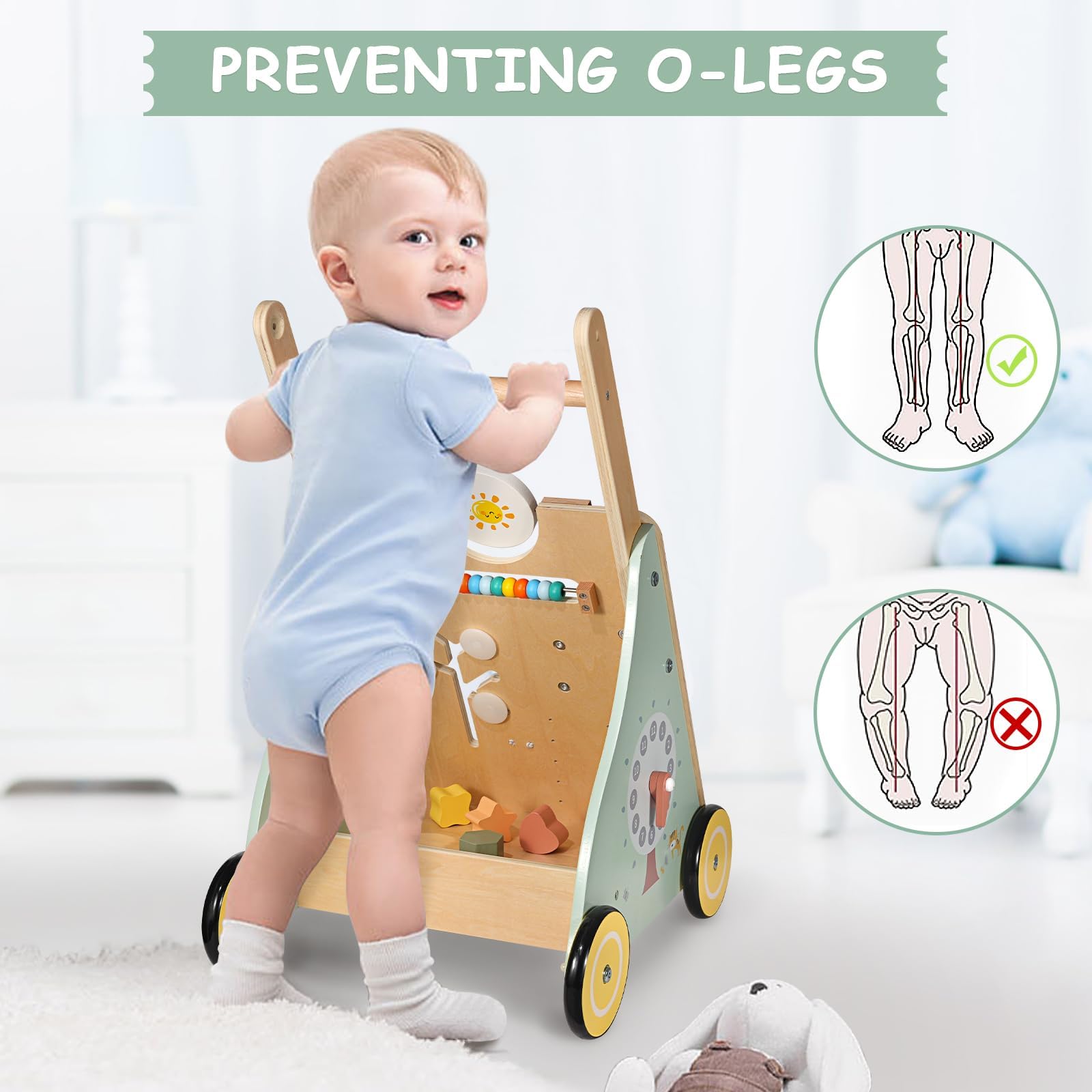 GiggleGems walker with non-slip wheels protects floors during movement