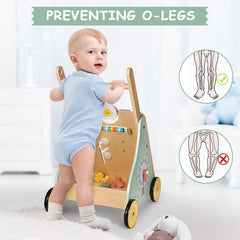 GiggleGems walker with non-slip wheels protects floors during movement