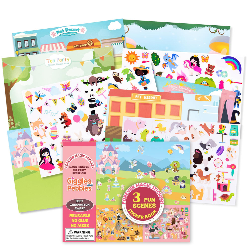 Giggles and Pebbles farm scene stickers boost imaginative storytelling with reusable pieces.