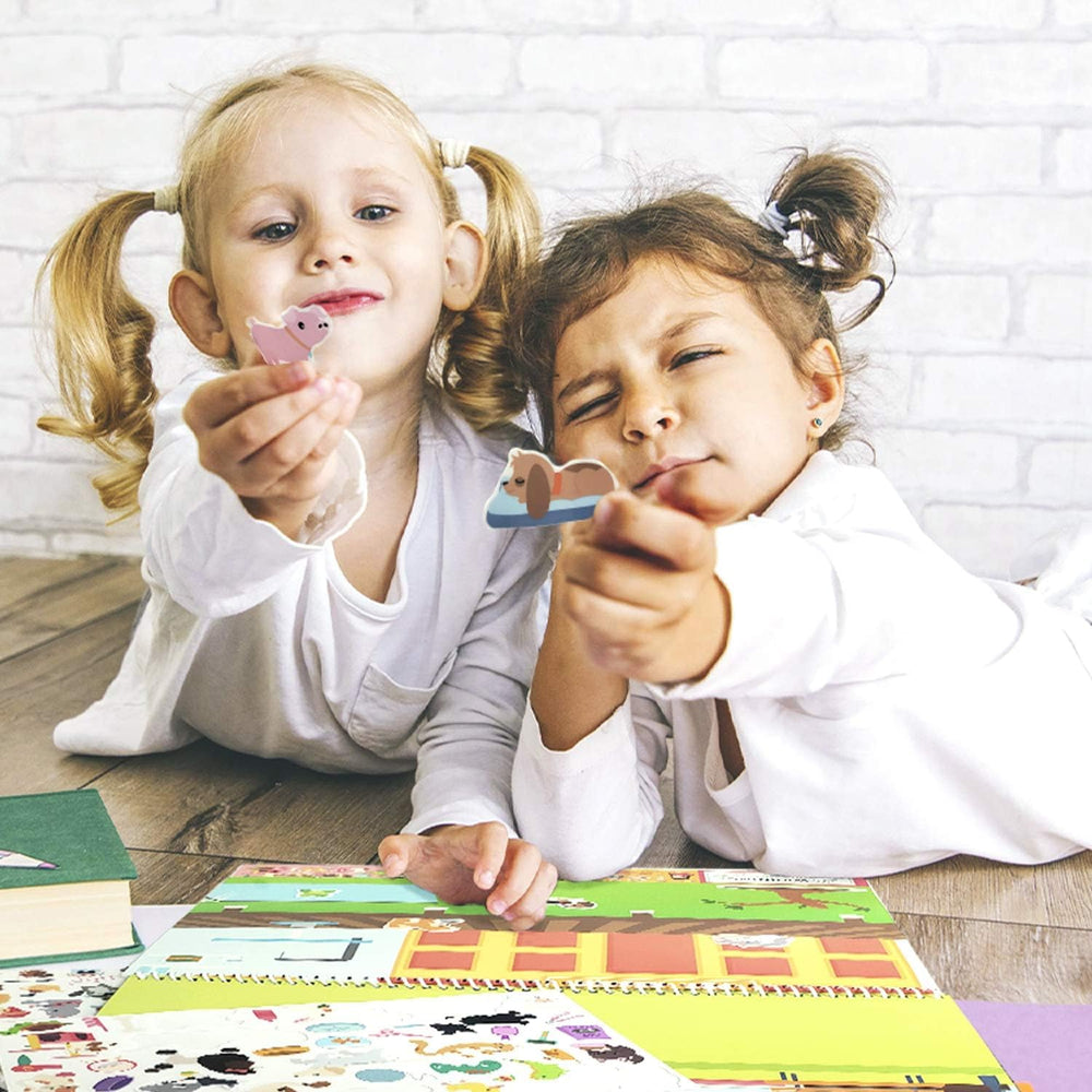 Giggles and Pebbles built-in storage keeps stickers organized inside the book.
