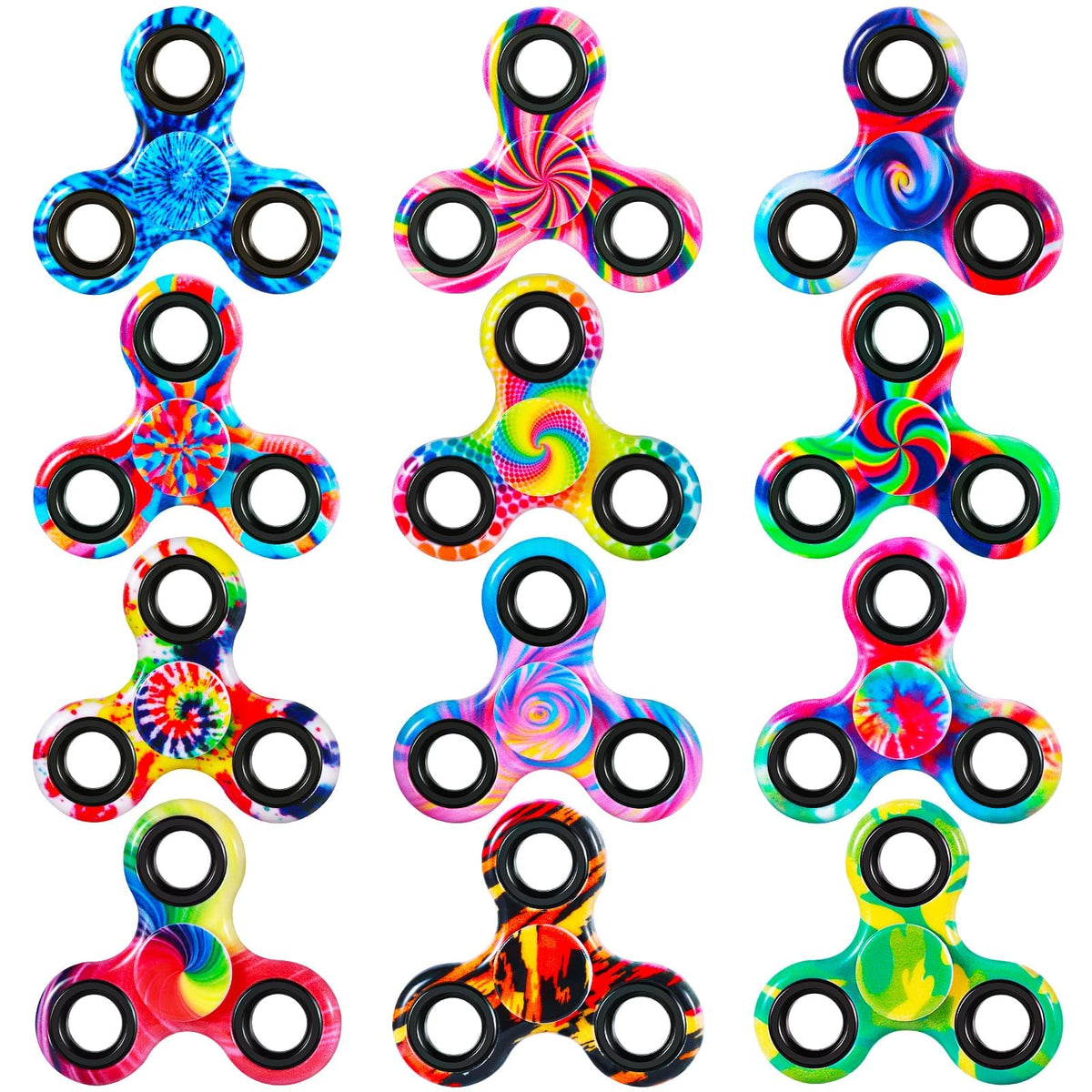 Gigilli 12-pack fidget spinners with camouflage pattern for focused play.