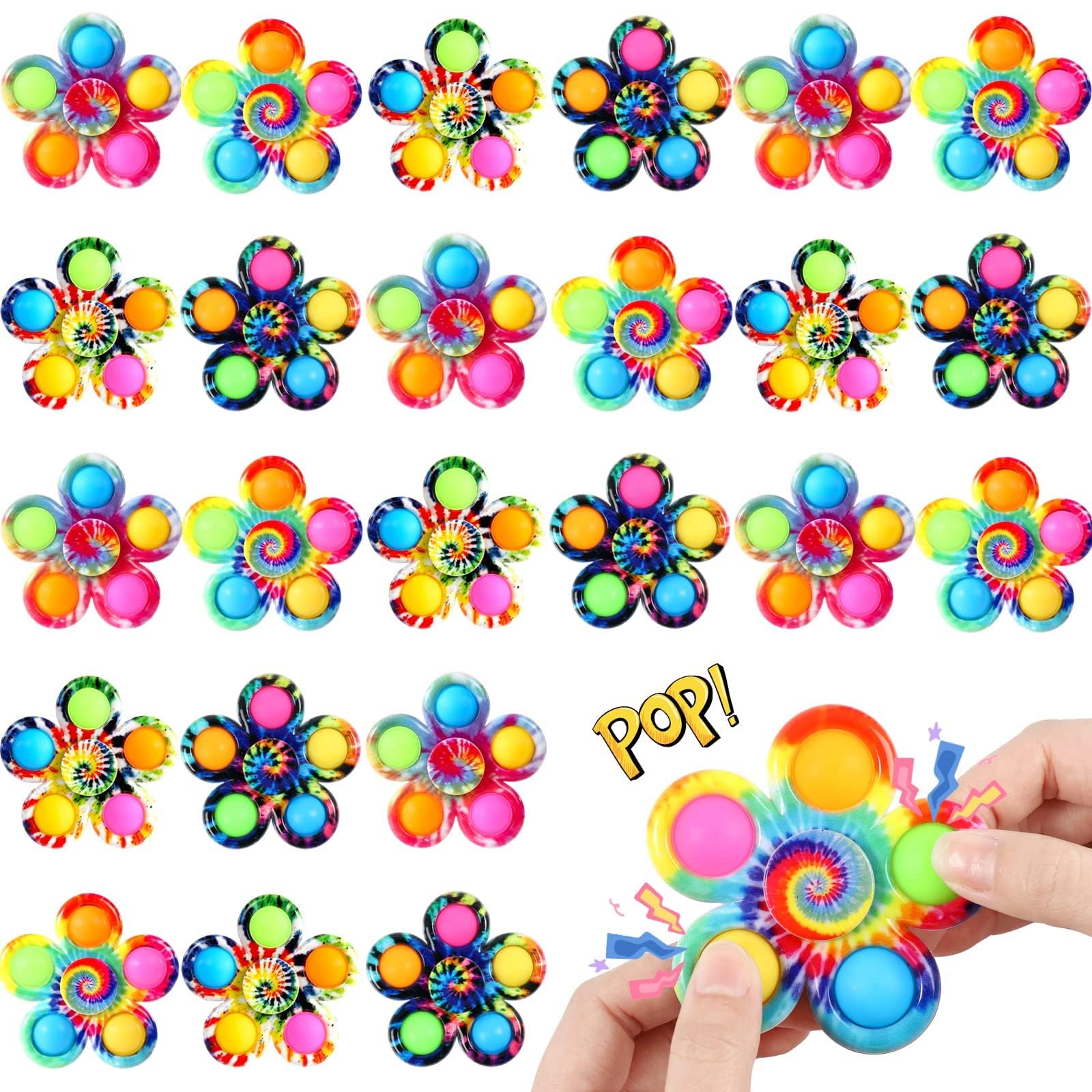 Gigilli 24-pack fidget spinners with bubble design for party favors and stress relief.