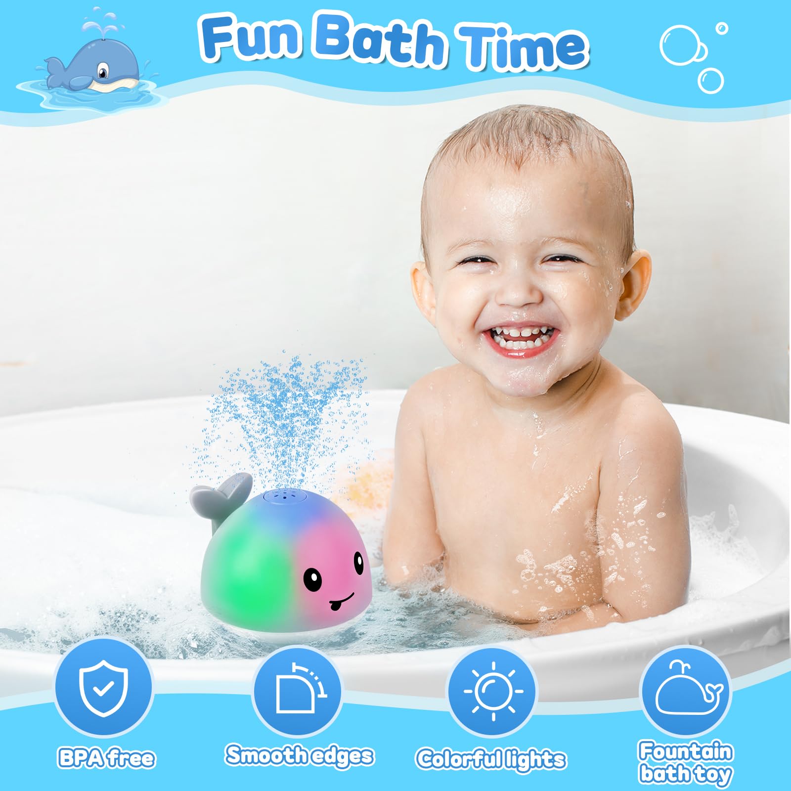 Gigilli rechargeable bath toy with on off switch supports longer play