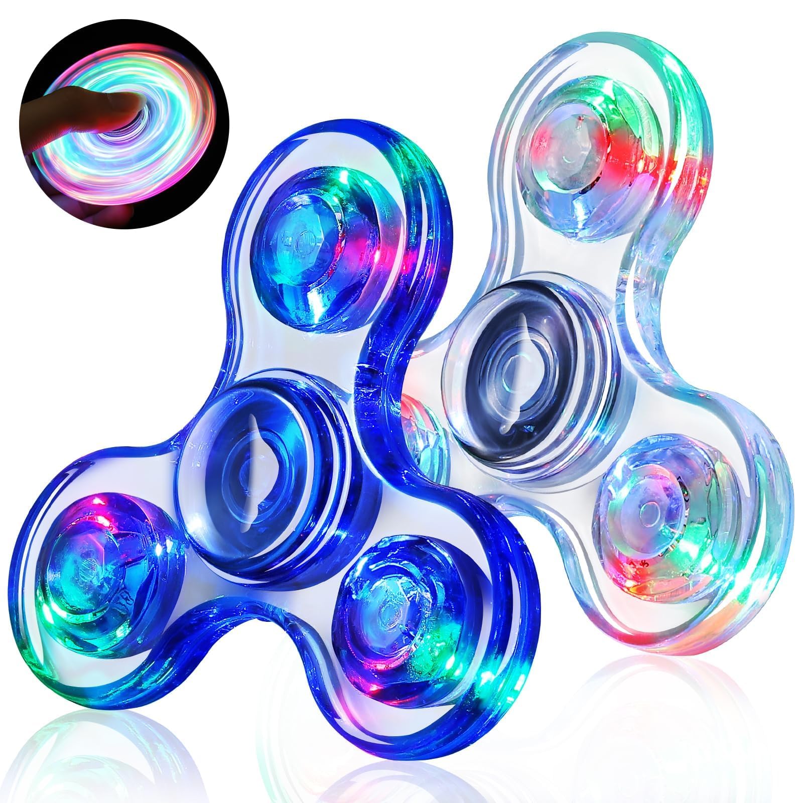 Gigilli glow LED fidget spinner two-pack for sensory play and focus