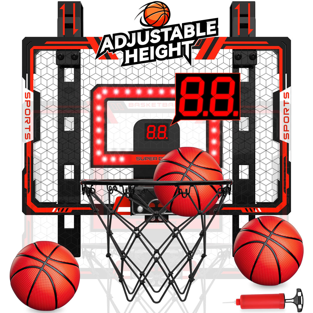 Gigilli over-door hoop with LED scoreboard for engaging gameplay
