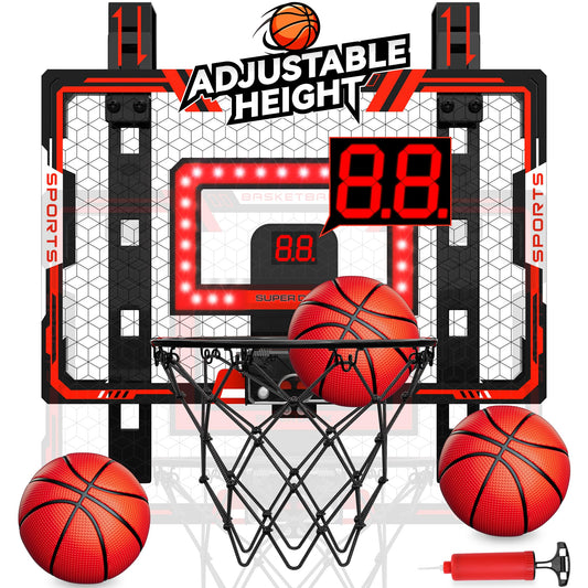 Gigilli over-door hoop with LED scoreboard for engaging gameplay