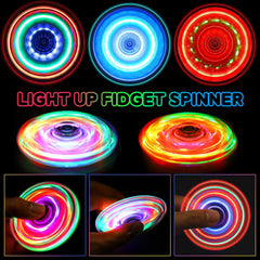 Gigilli LED fidget spinner spinning on a table with glowing lights.
