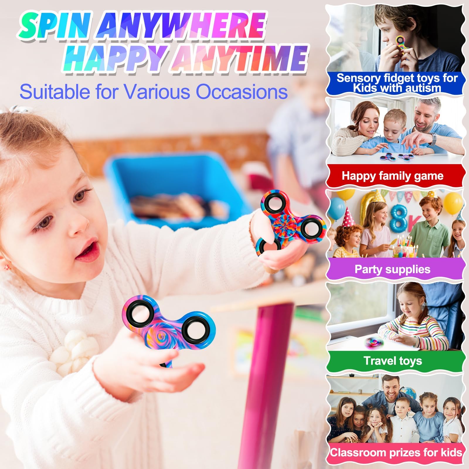 Gigilli Valentines gift fidget spinners bulk pack for baskets.