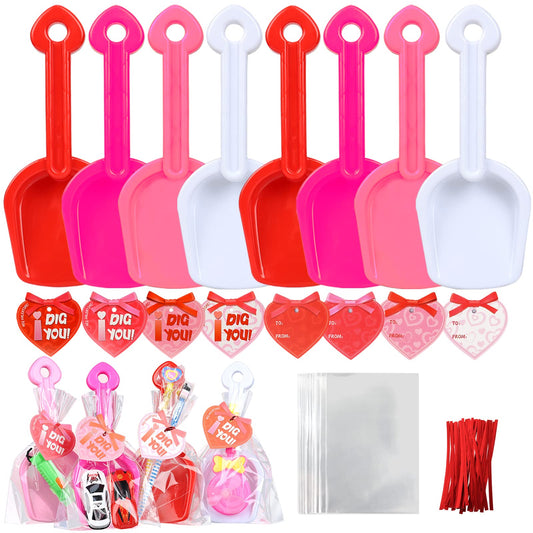 Giiffu Valentine plastic shovels 28pcs in bright colors for classroom exchanges