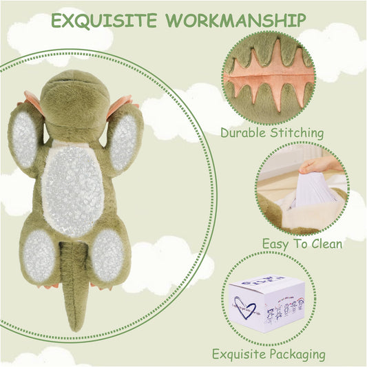 GILFWM dinosaur weighted plush belly close-up, even weight distribution for hugging.