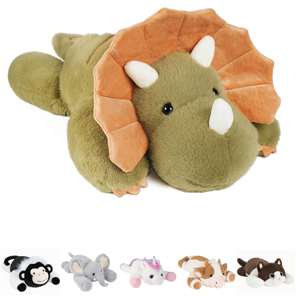 GILFWM dinosaur weighted plush, front view, perfect cuddle buddy.