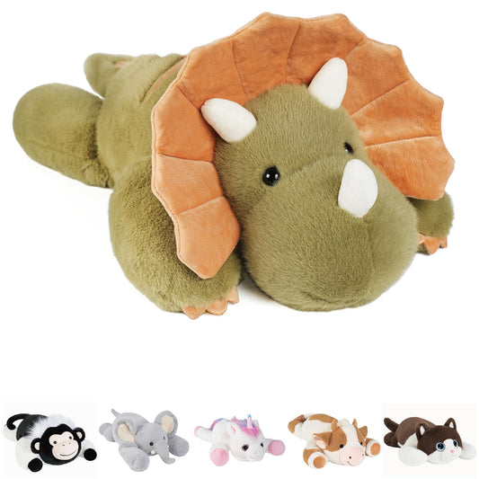 GILFWM dinosaur weighted plush, front view, perfect cuddle buddy.