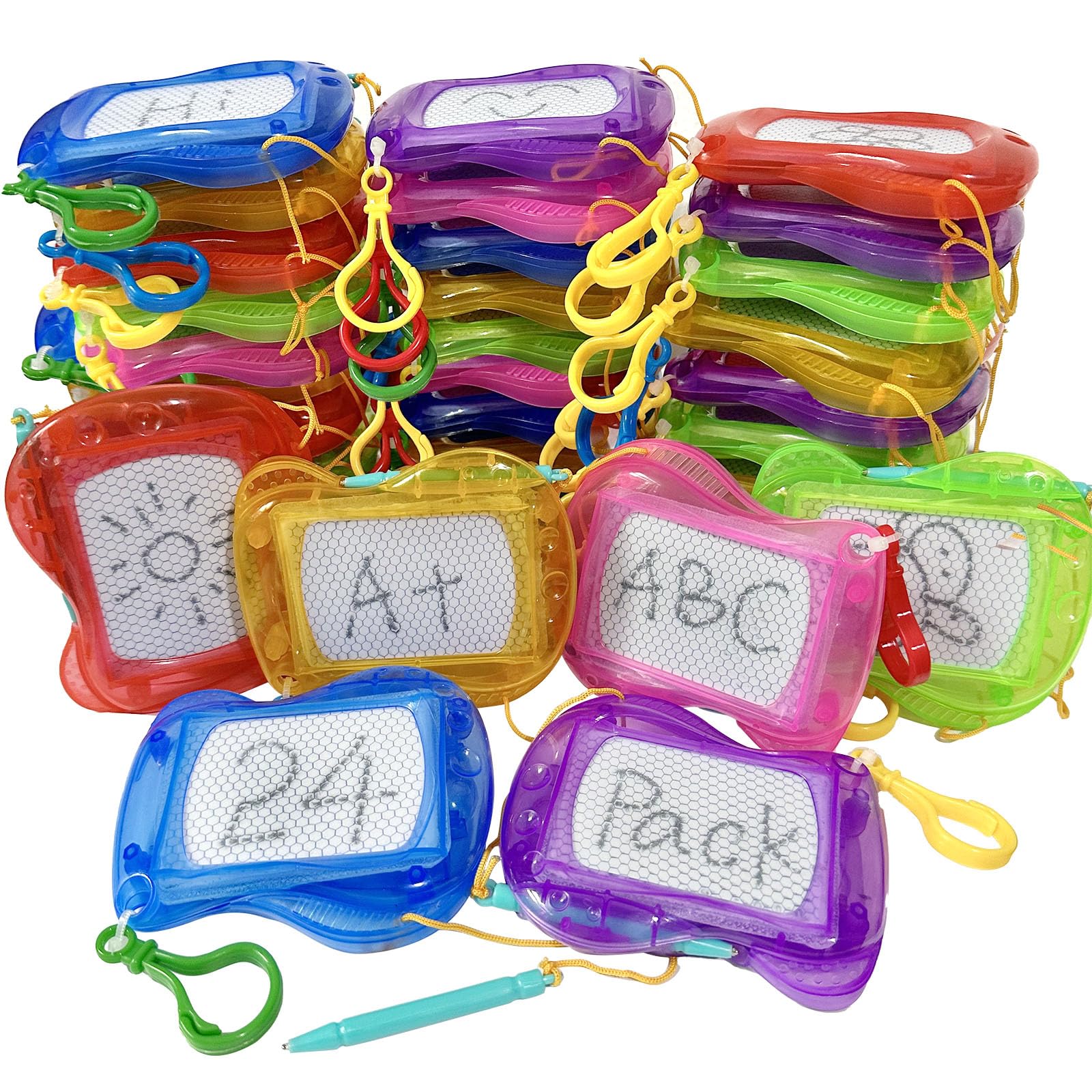 Giliger mini drawing board keychain clipped to a backpack for on-the-go doodling