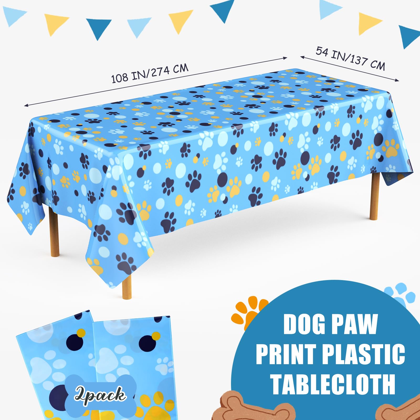 Gilprop cartoon paw print tablecloth bright colors for pet parties