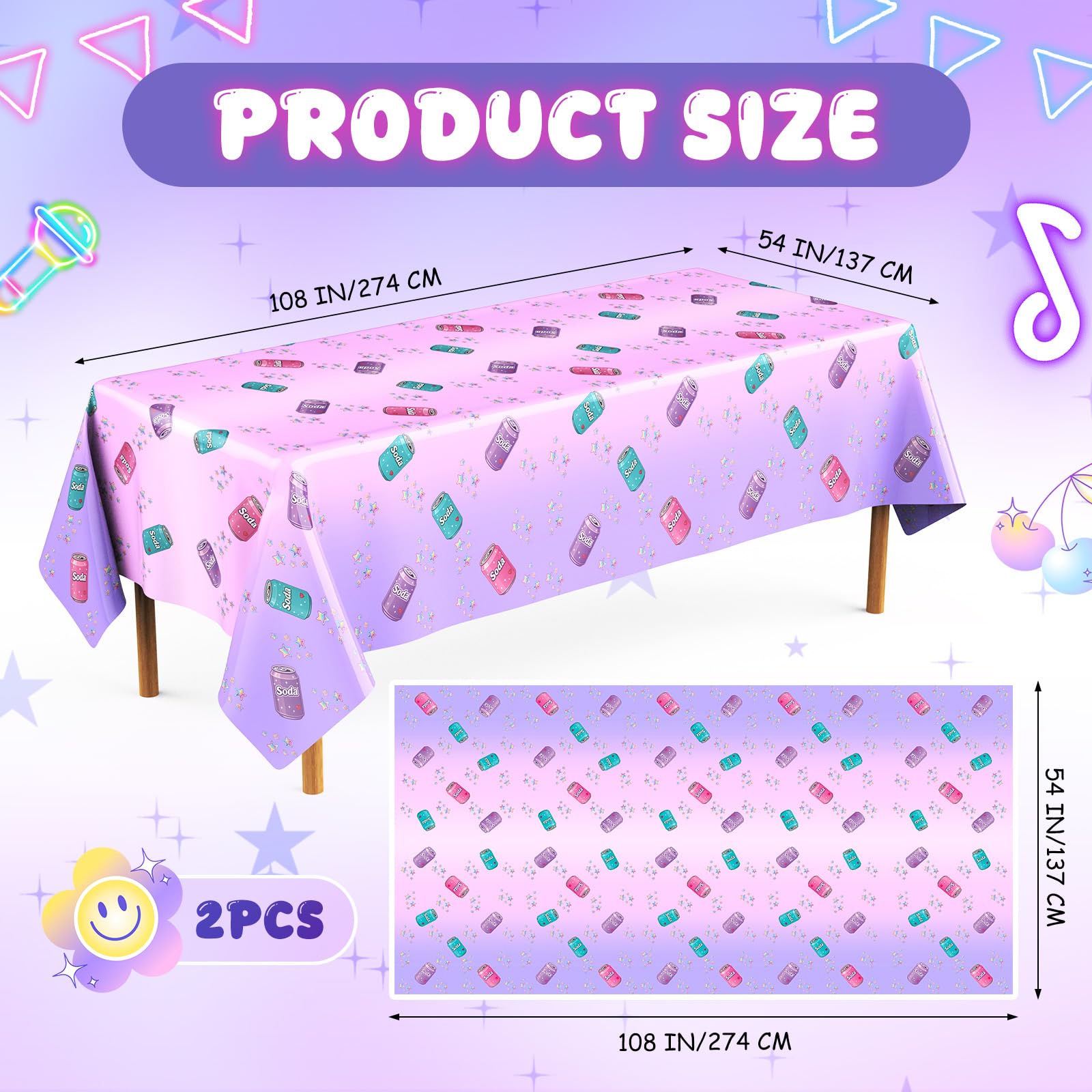 Gilprop plastic tablecloth in purple provides elegant décor while lightweight and portable