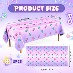 Gilprop plastic tablecloth in purple provides elegant décor while lightweight and portable