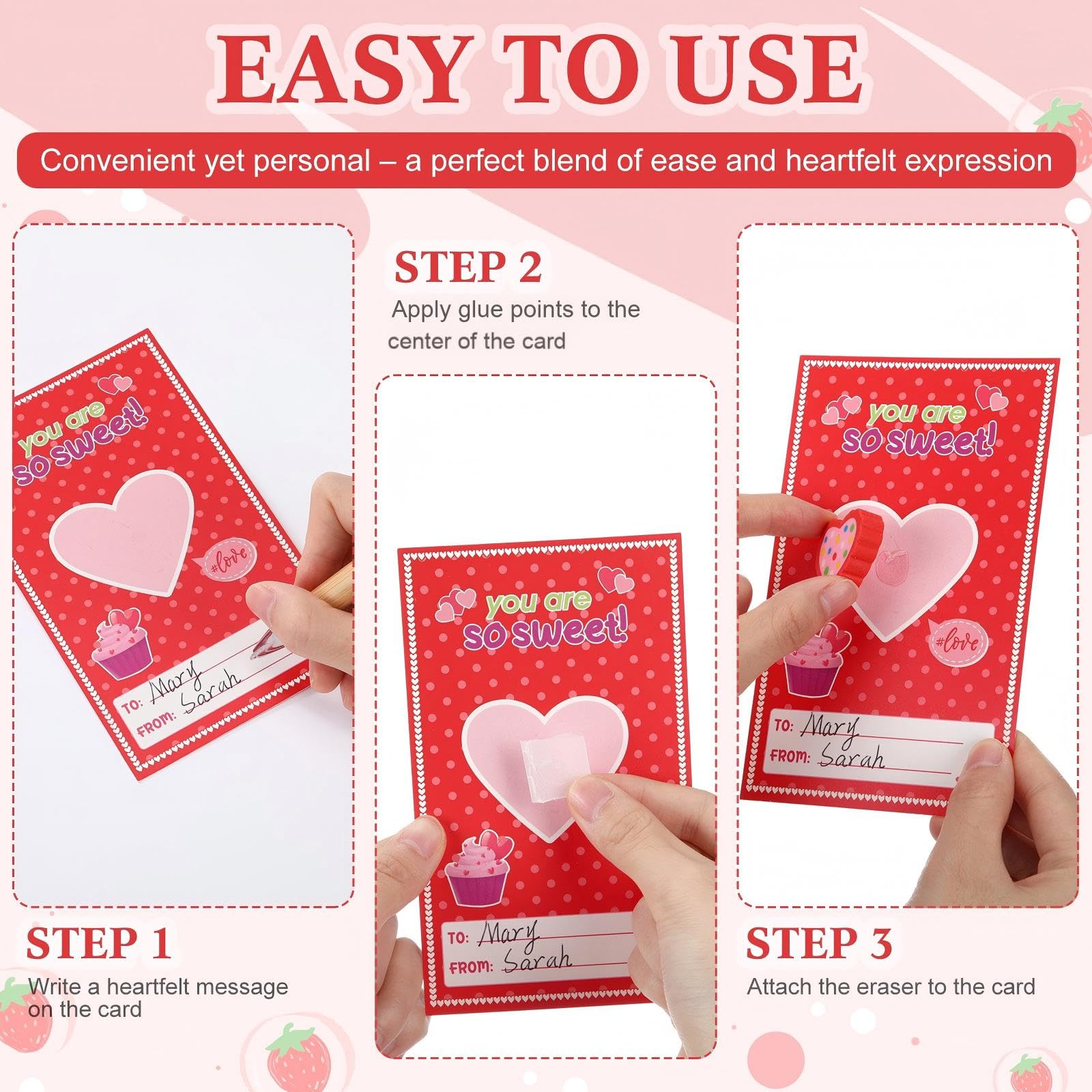 Gilprop heart erasers colorful in six designs.
