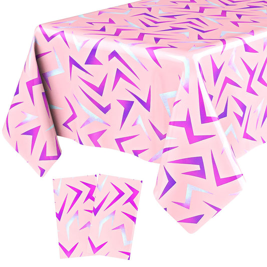 Gilprop pink tablecloth with lightning crack print keeps party surfaces clean
