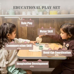 Ginbear tea party set spread shows complete contents for imaginative play.