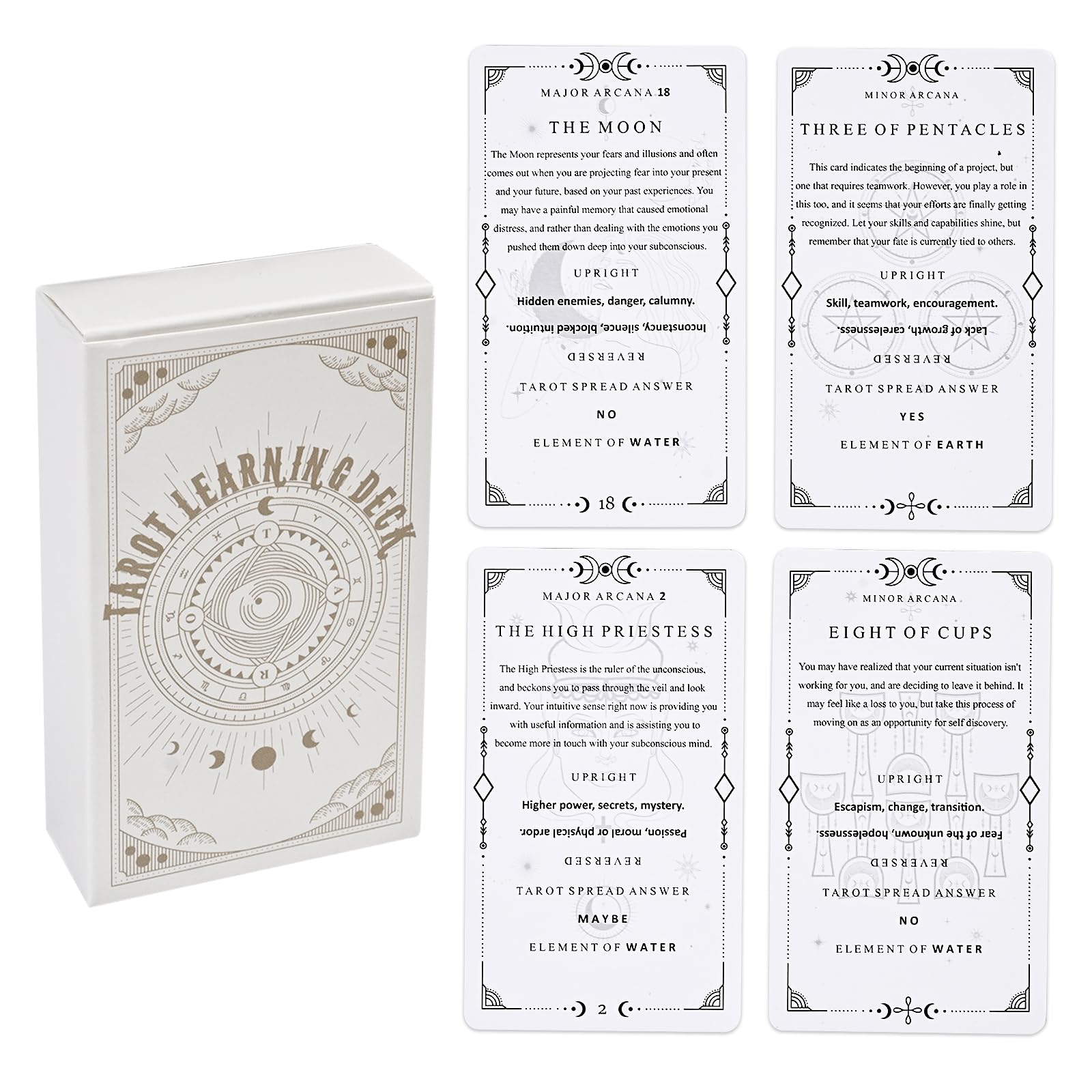 Gincevhy 78 clear text pattern tarot cards for easy beginner learning.