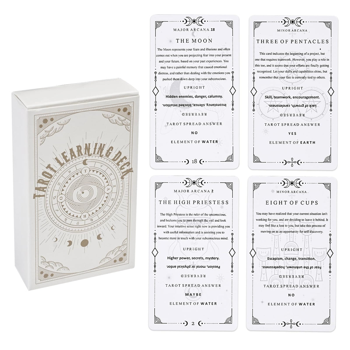 Gincevhy 78 clear text pattern tarot cards for easy beginner learning.